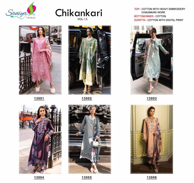 Chikankari Vol 13 By Saniya  Embroidery Cotton Pakistani Salwar Suits Wholesale Market In Delhi
